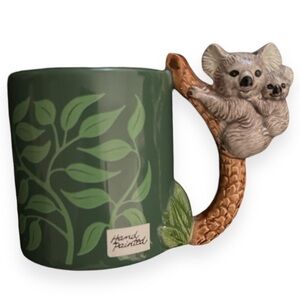 Vintage Bergschrund‎ Seattle 1991 Koala Mom Baby Handle Green Ceramic Coffee Mug